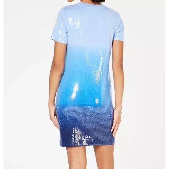 DESIGNER MICHAEL KORS OMBRE' SEQUINS CREWNECK PULLOVER DRESS MED - Picture 13 of 13